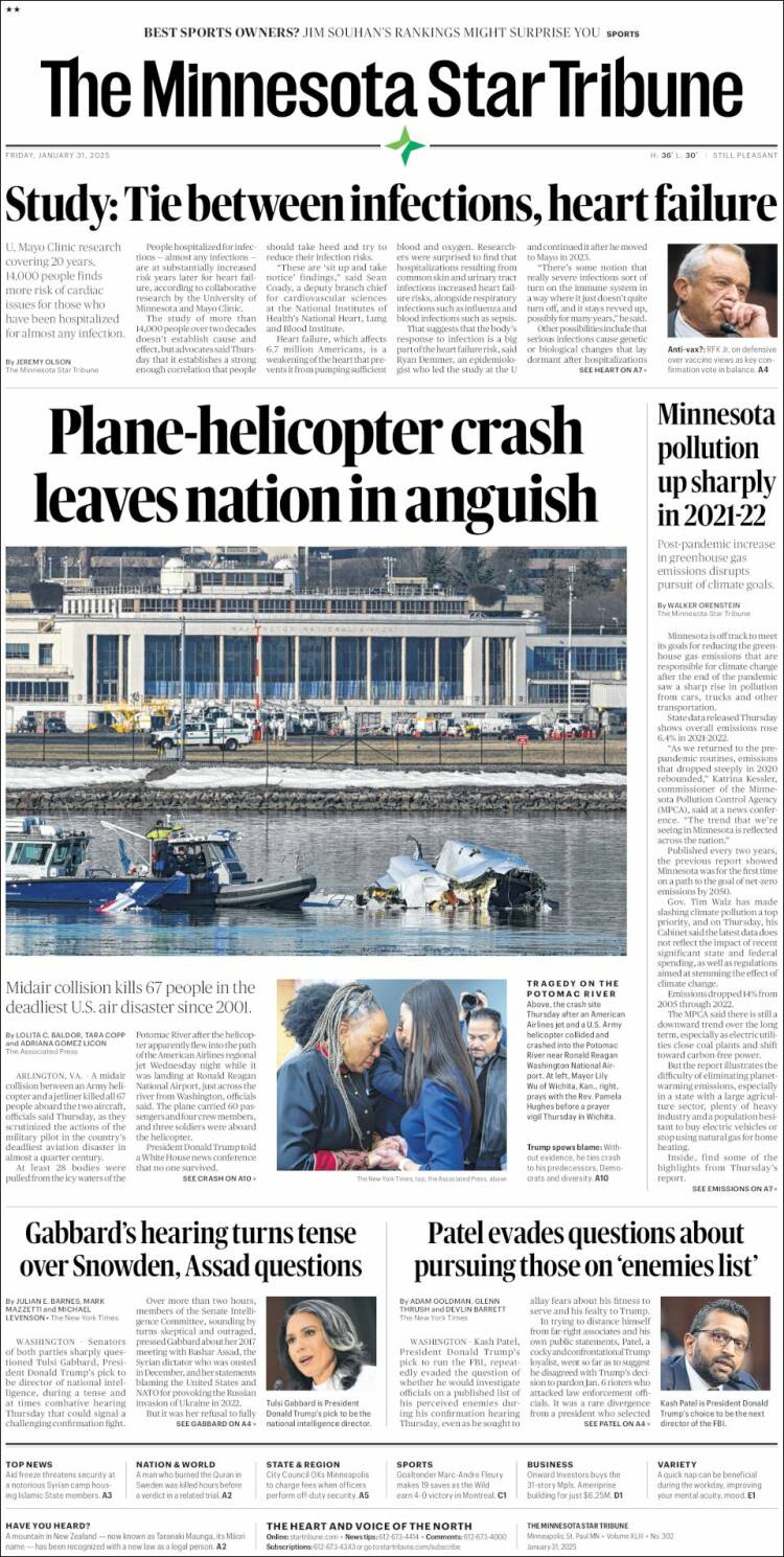 Portada de Star Tribune (USA)