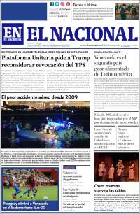Portada de El Nacional (Venezuela)