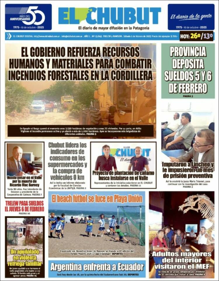Portada de El Chubut (Argentina)