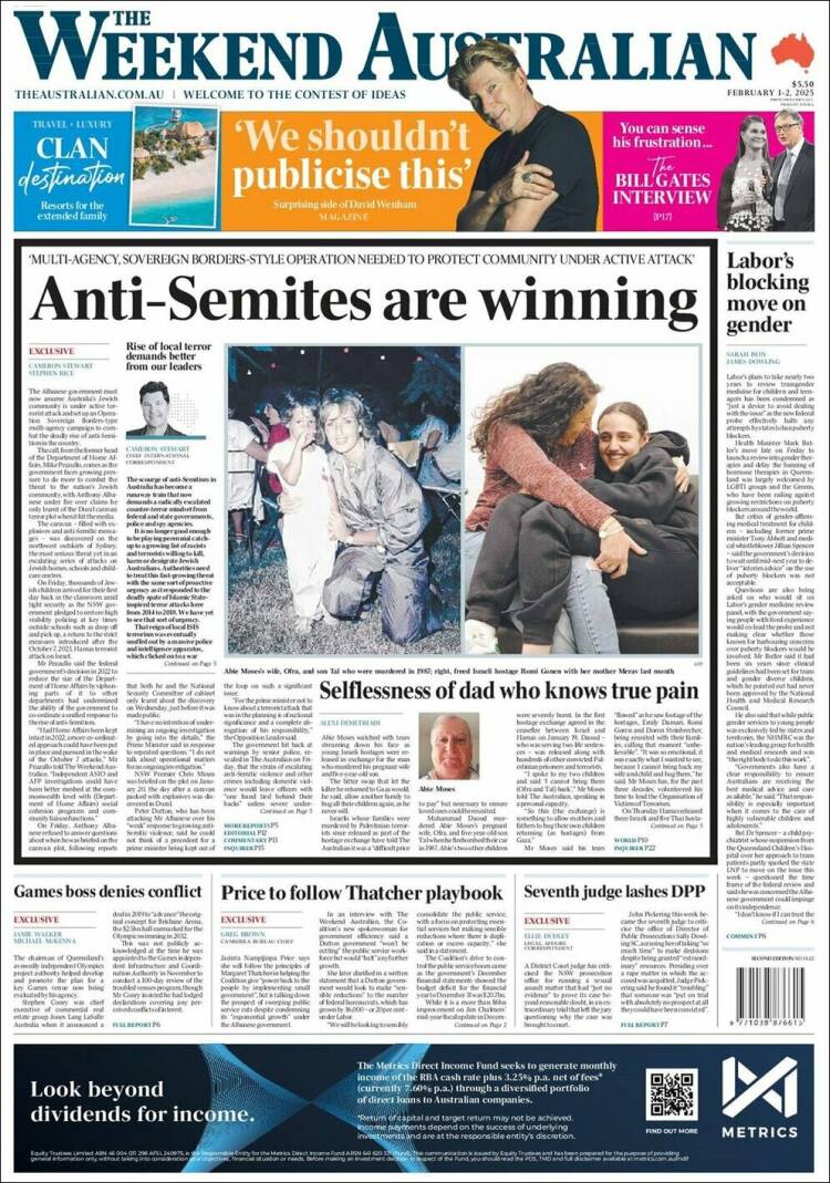 Portada de The Australian (Australia)