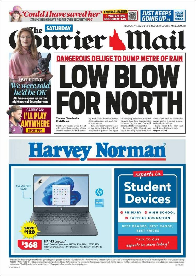 Portada de The Courier-Mail (Australia)