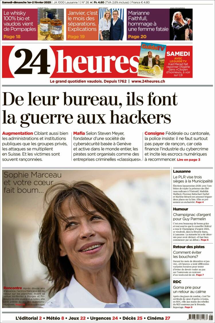 Portada de 24 Heures (Suiza)