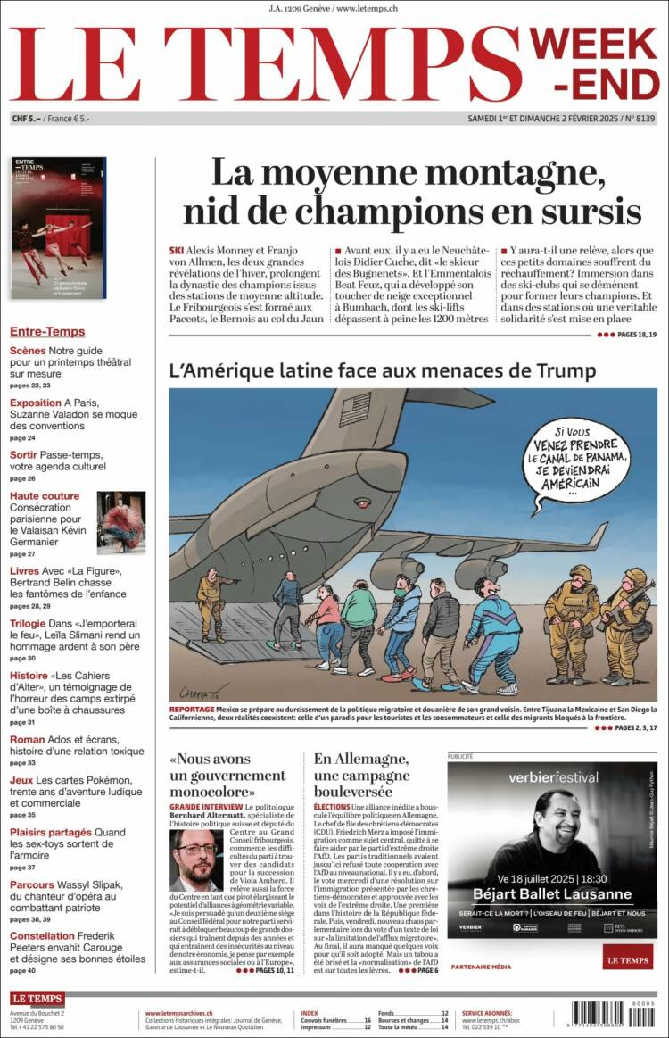 Portada de Le Matin (Suiza)