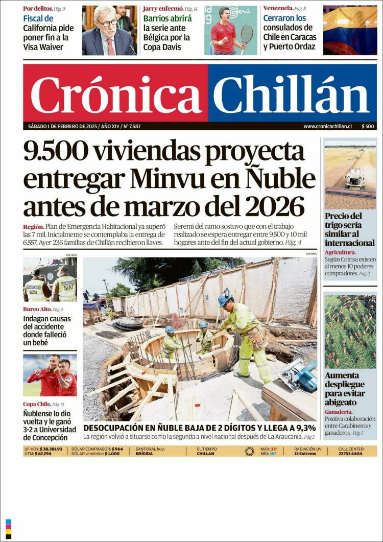 Portada de Crónica Chillán (Chile)