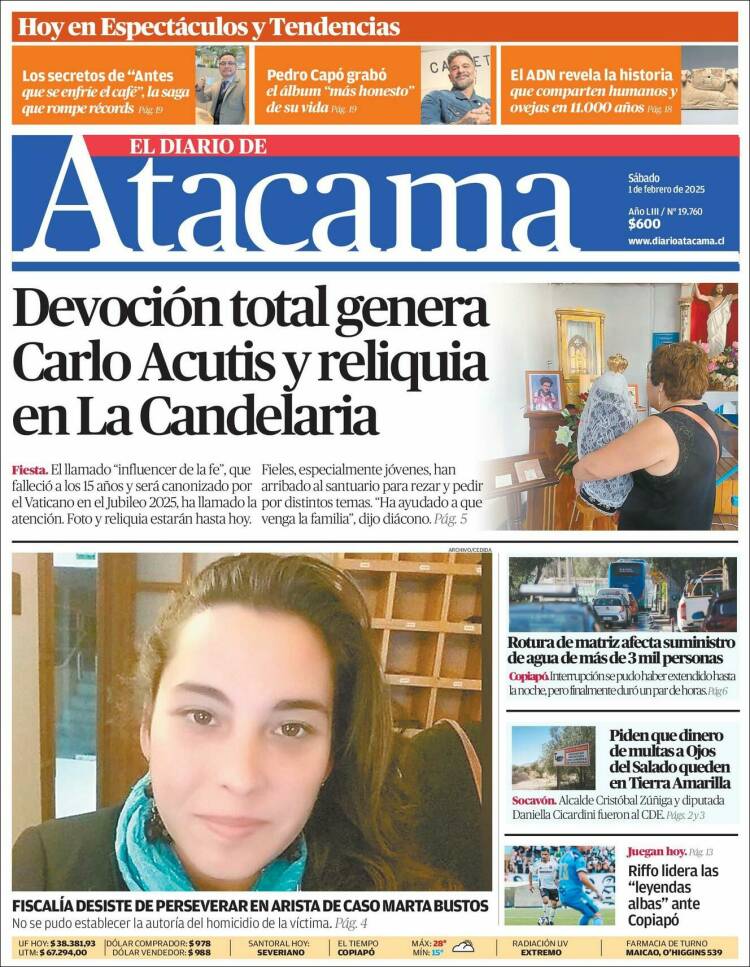 Portada de Diario de Atacama (Chile)