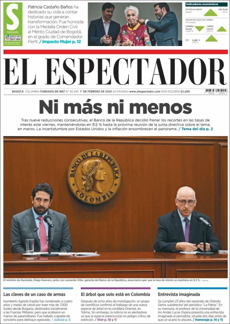 Portada de El Espectador (Colombia)