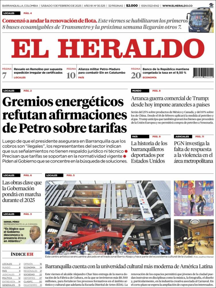 Portada de El Heraldo (Colombia)