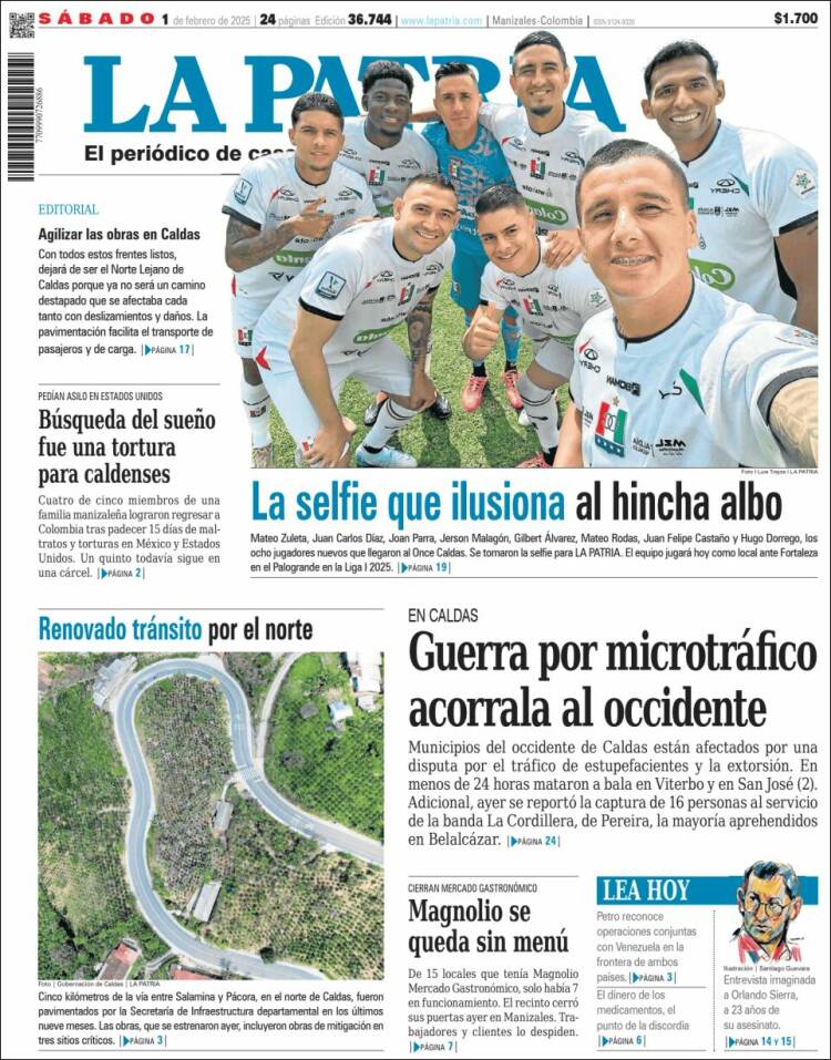 Portada de La Patria (Colombia)