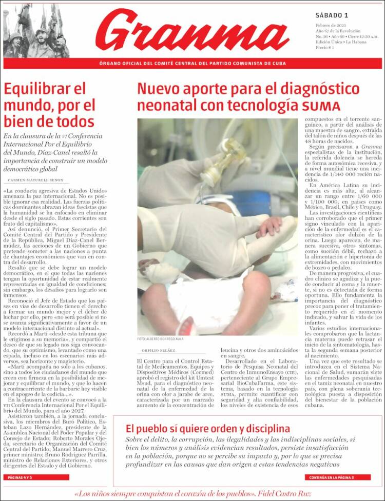 Portada de Granma (Cuba)