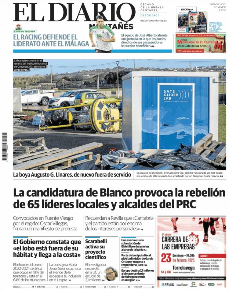 Portada de El Diario Montañés (España)
