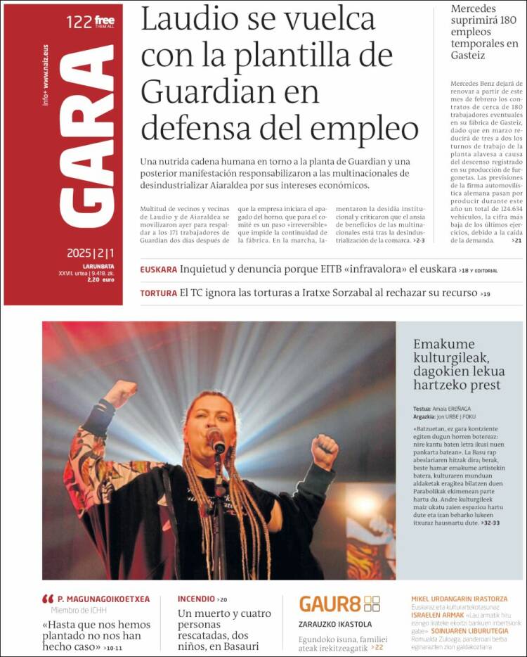 Portada de Gara (España)