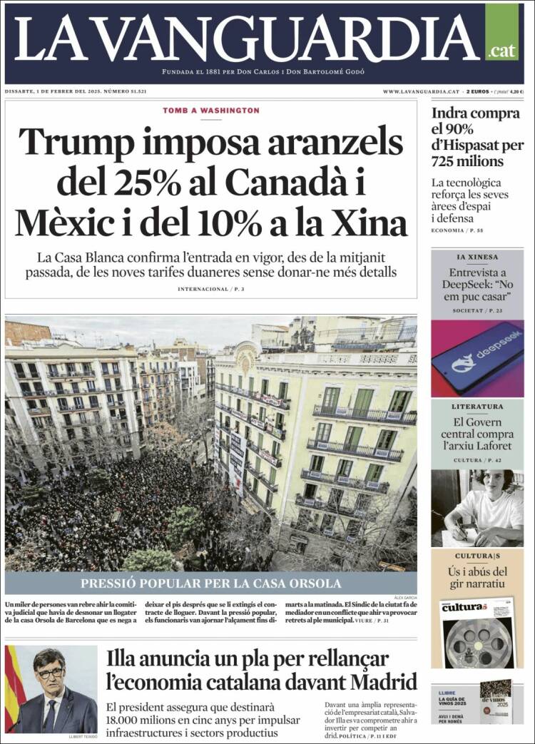 Portada de La Vanguardia (España)