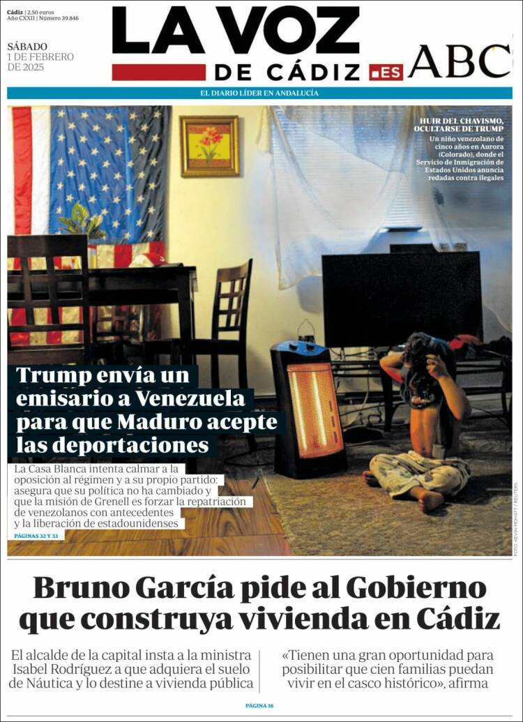 Portada de La Voz de Cádiz (España)