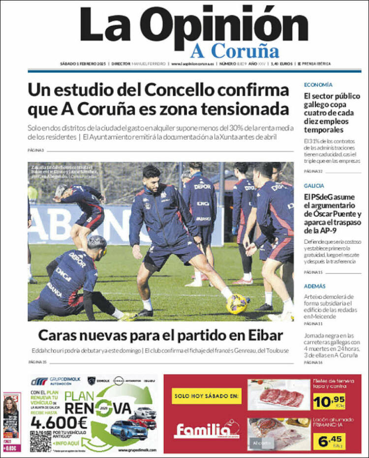 Portada de La Opinión de A Coruña (España)