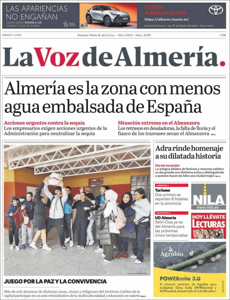 Portada de La Voz de Almería (España)
