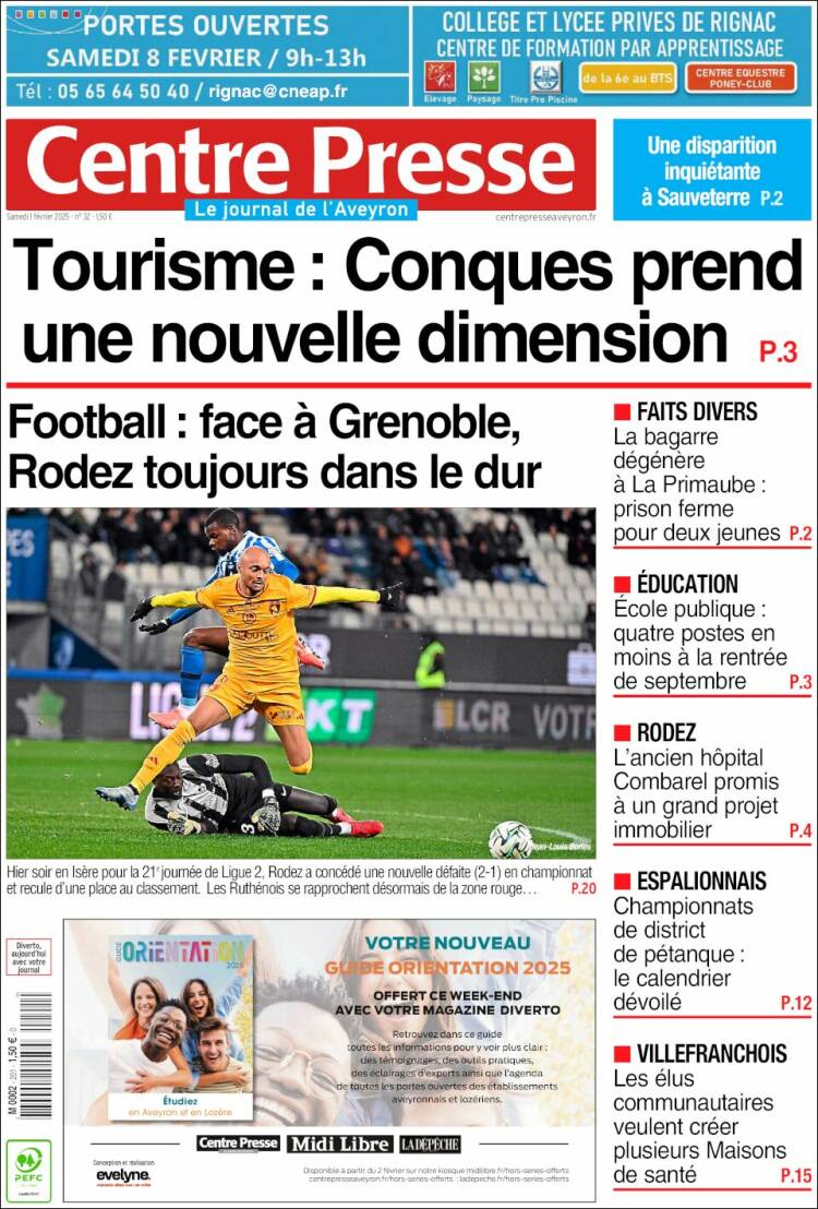 Portada de Centre Presse (Francia)