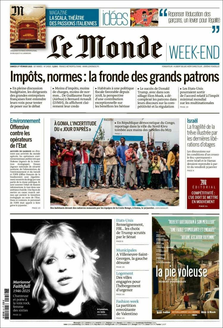 Portada de Le Monde (Francia)