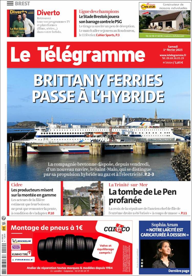 Portada de Télégramme (Francia)
