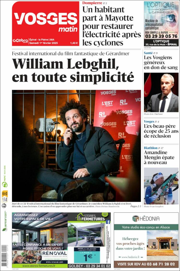 Portada de Vosges Matin (Francia)