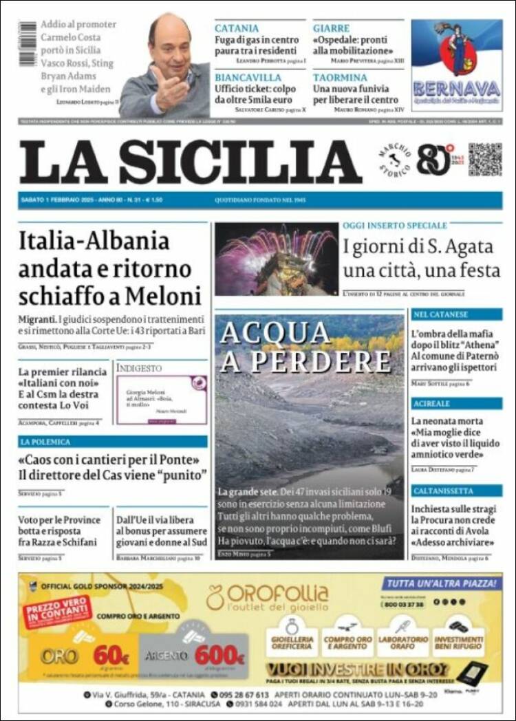 Portada de La Sicilia (Italia)