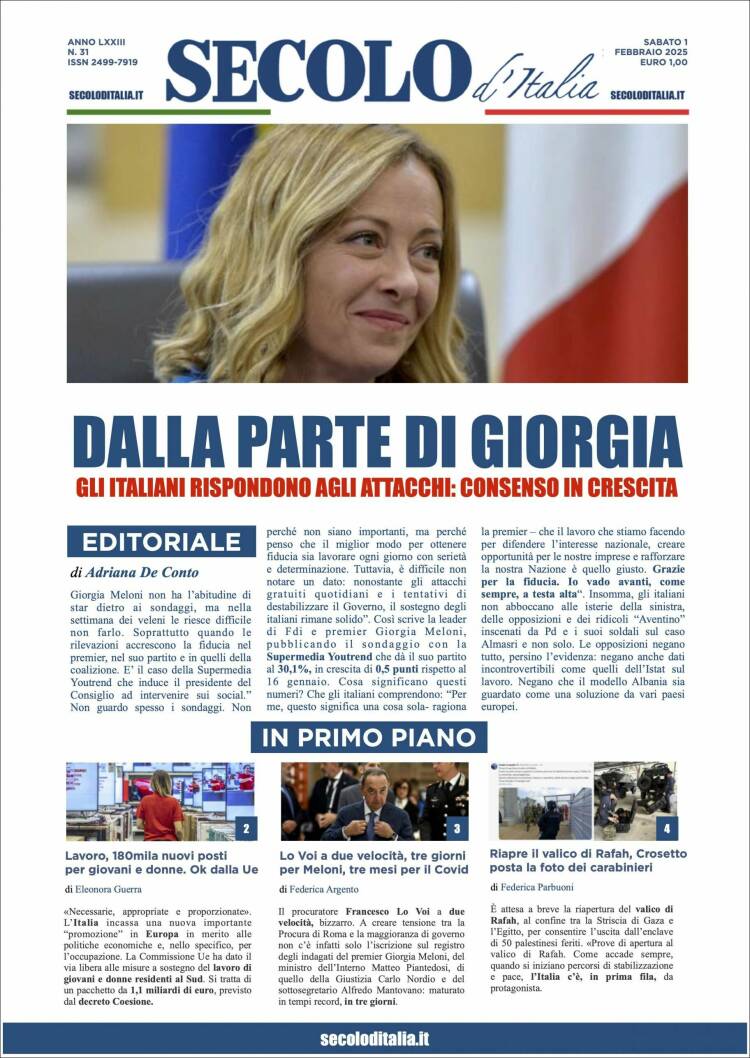 Portada de Secolo d'Italia (Italia)