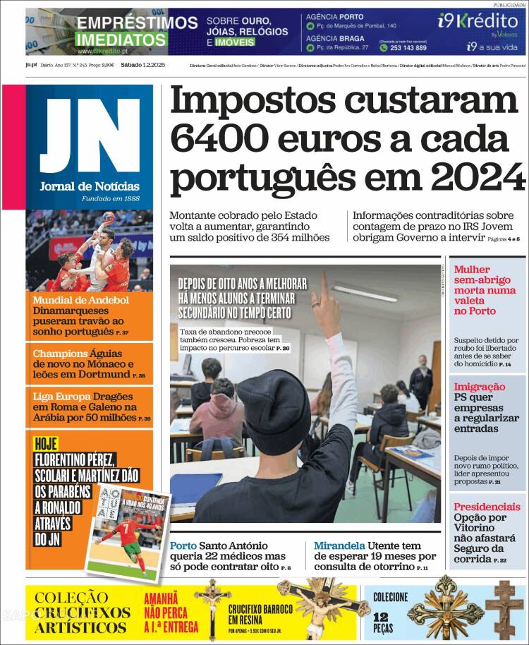 Portada de Diário de Noticias (Portugal)