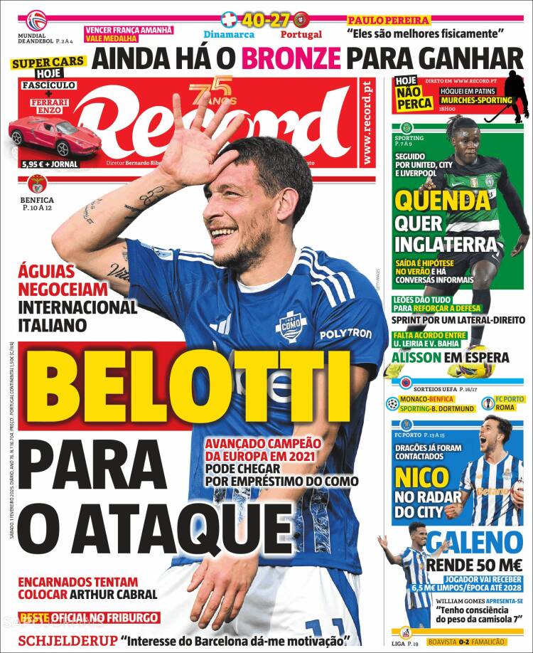 Portada de Jornal de Negócios (Portugal)