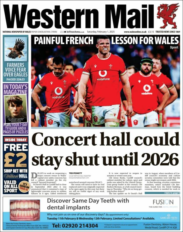 Portada de Western Mail (Reino Unido)