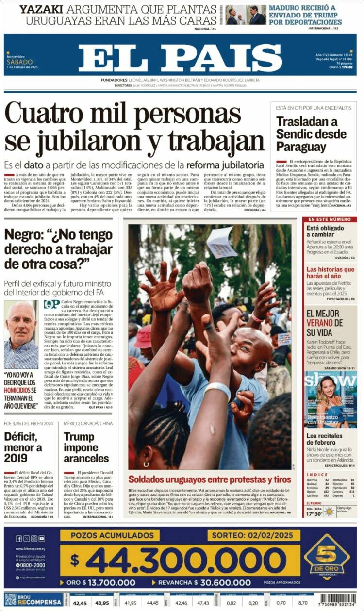 Portada de El País (Uruguay)