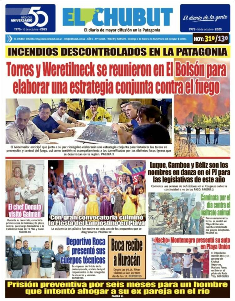 Portada de El Chubut (Argentina)