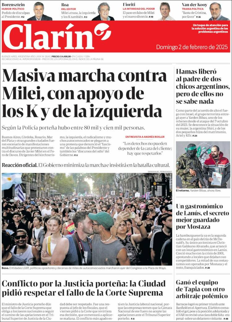 Portada de Clarín (Argentina)