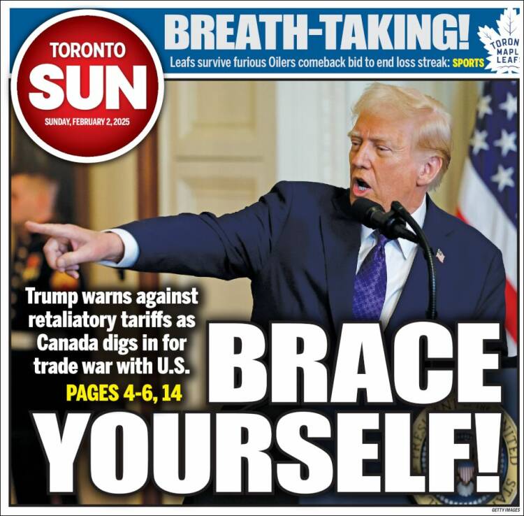 Portada de The Toronto Sun (Canadá)