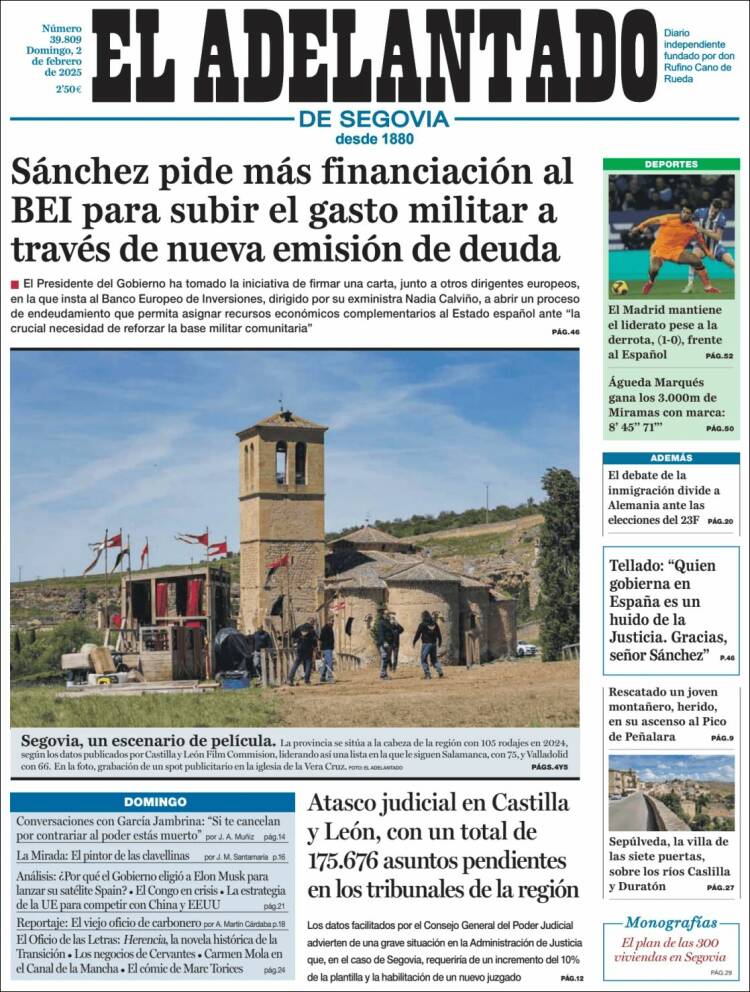 Portada de El Adelantado de Segovia (España)