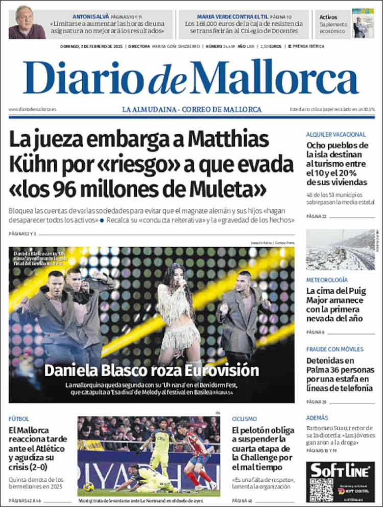 Portada de Diario de Mallorca (España)