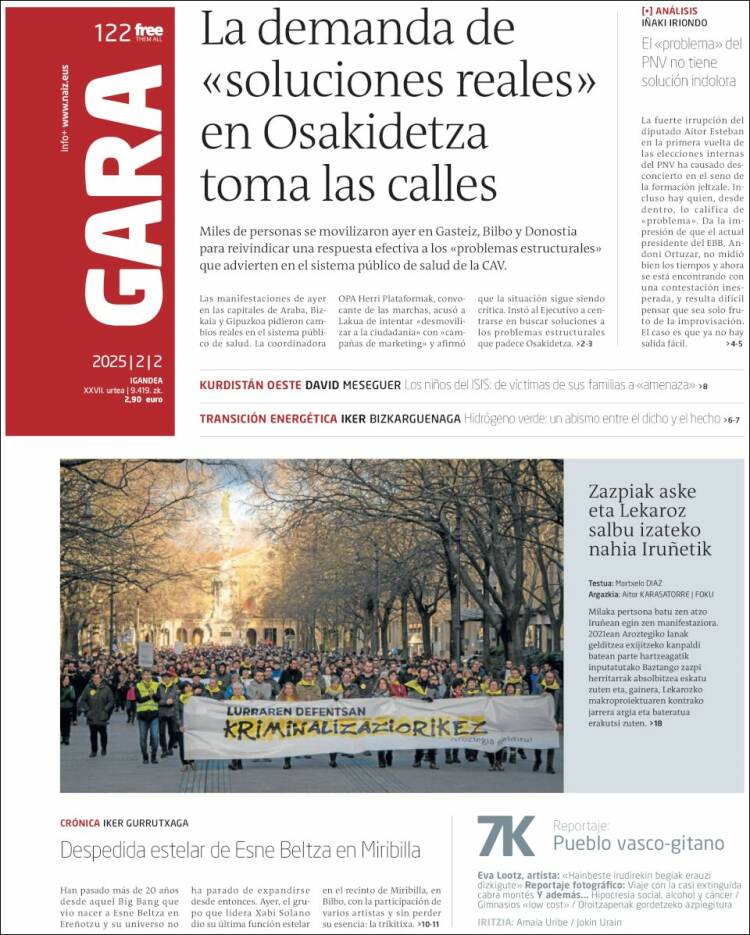 Portada de Gara (España)