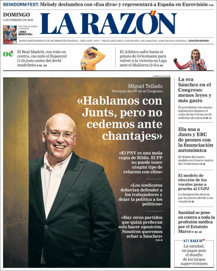 Portada de La Razón (España)