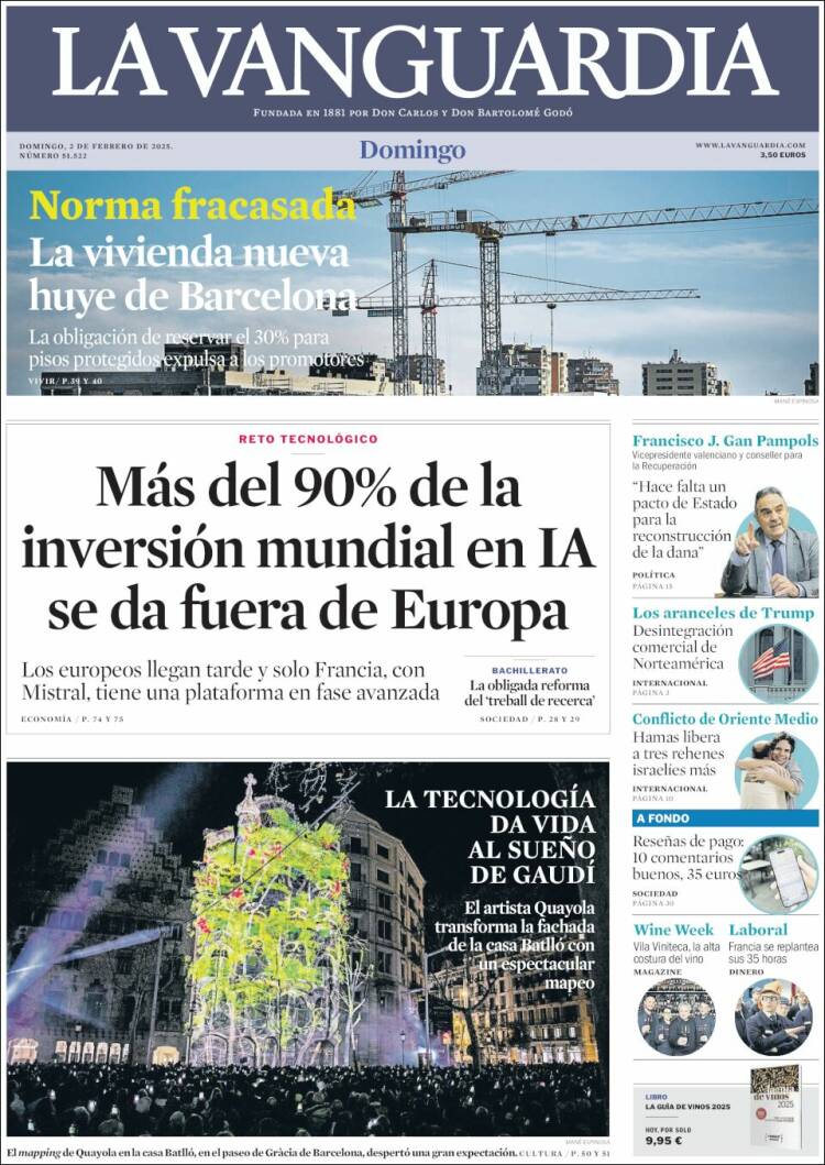 Portada de La Vanguardia (España)