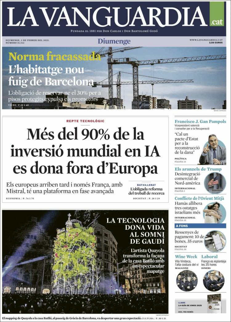 Portada de La Vanguardia (España)