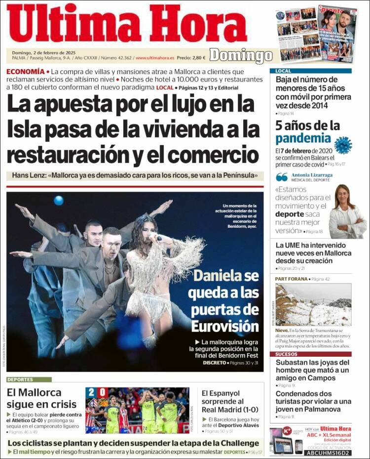 Portada de Última Hora (España)