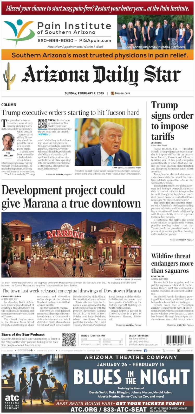 Portada de Arizona Daily Star (USA)