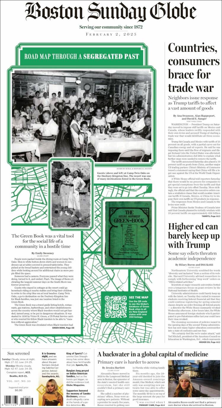 Portada de Boston Globe (USA)