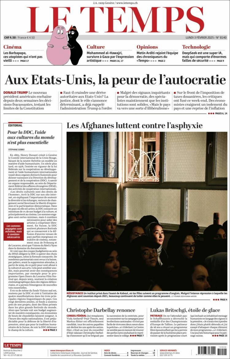 Portada de Le Matin (Suiza)