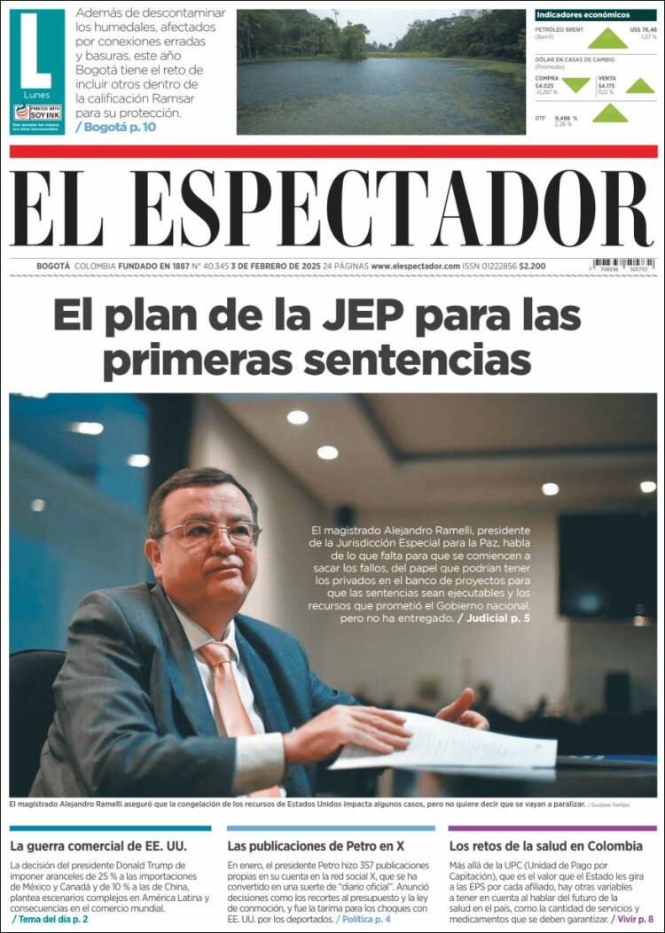 Portada de El Espectador (Colombia)