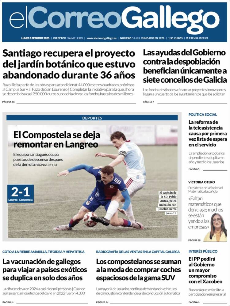 Portada de El Correo Gallego (España)