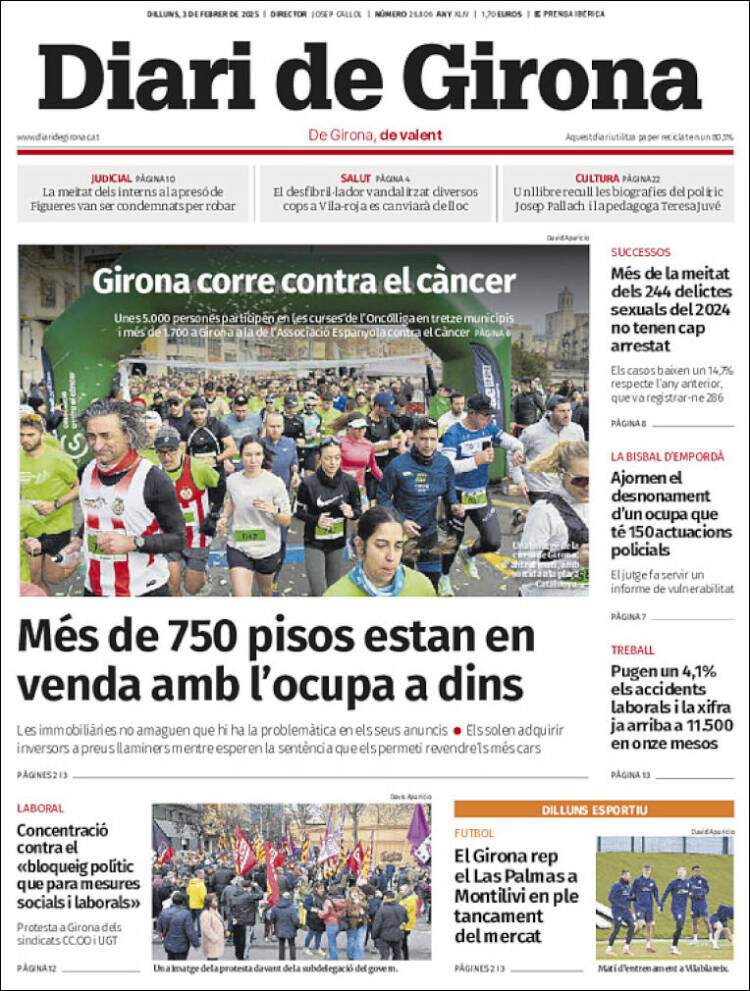 Portada de Diari de Girona (España)
