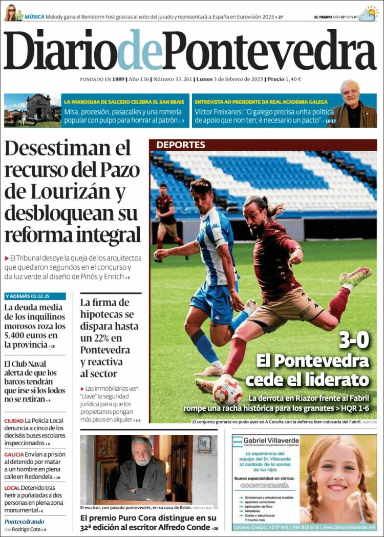 Portada de Diario de Pontevedra (España)