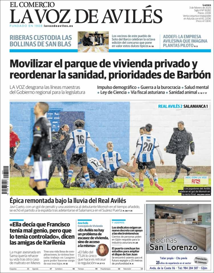 Portada de El Comercio - Avilés (España)