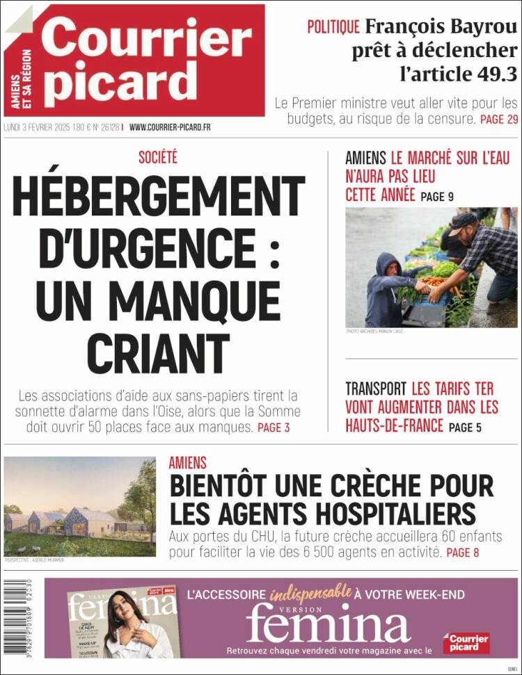 Portada de Courrier Picard (Francia)