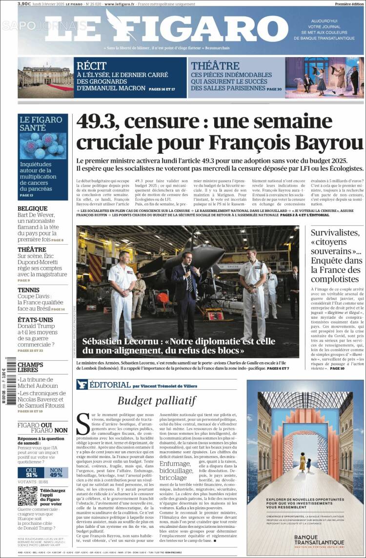 Portada de Le Figaro (Francia)