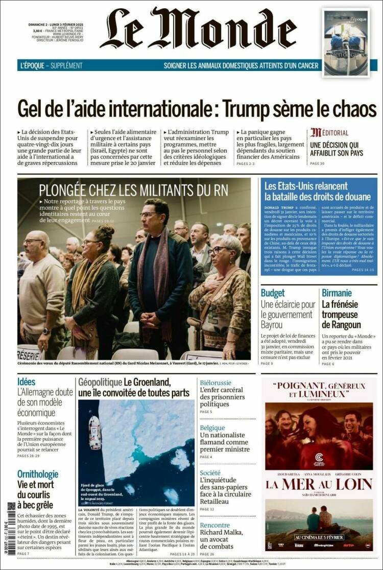 Portada de Le Monde (Francia)